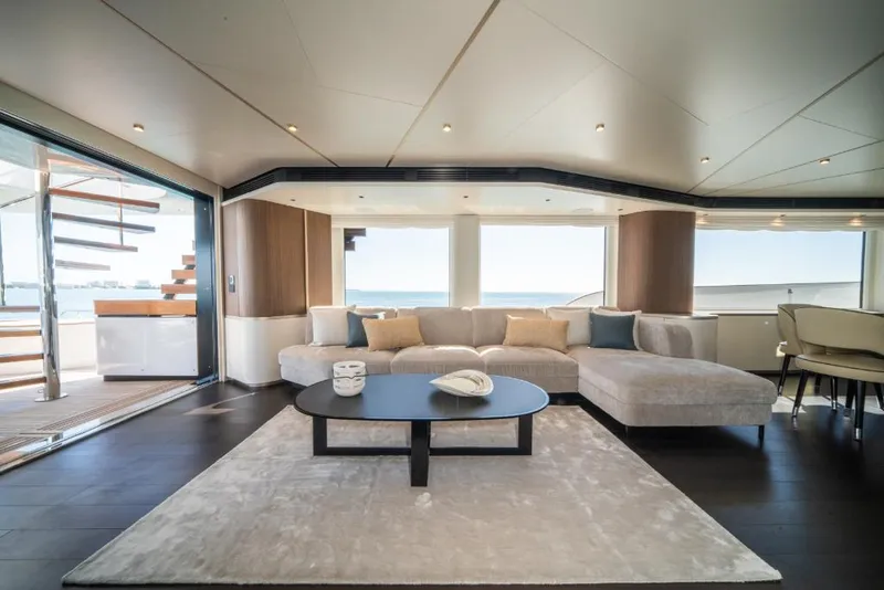 Slide: The Image of Luxurious interior of 2023 Azimut Magellano 25 Metri yacht with modern furnishings. - 46