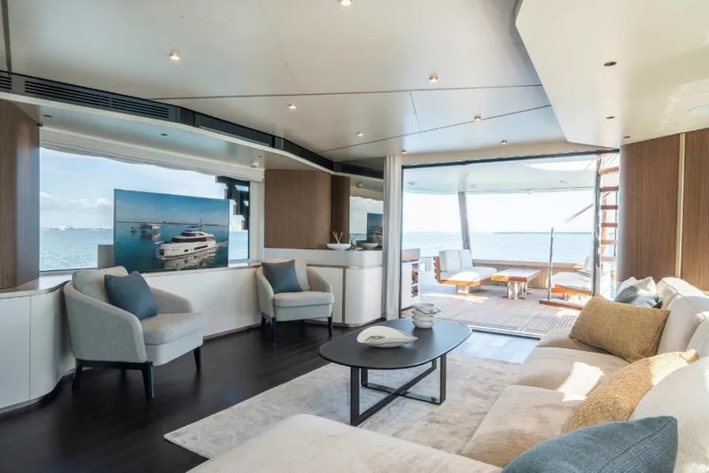 Slide: The Image of Luxurious interior of 2023 Azimut Magellano 25 Metri yacht with ocean view. - 47