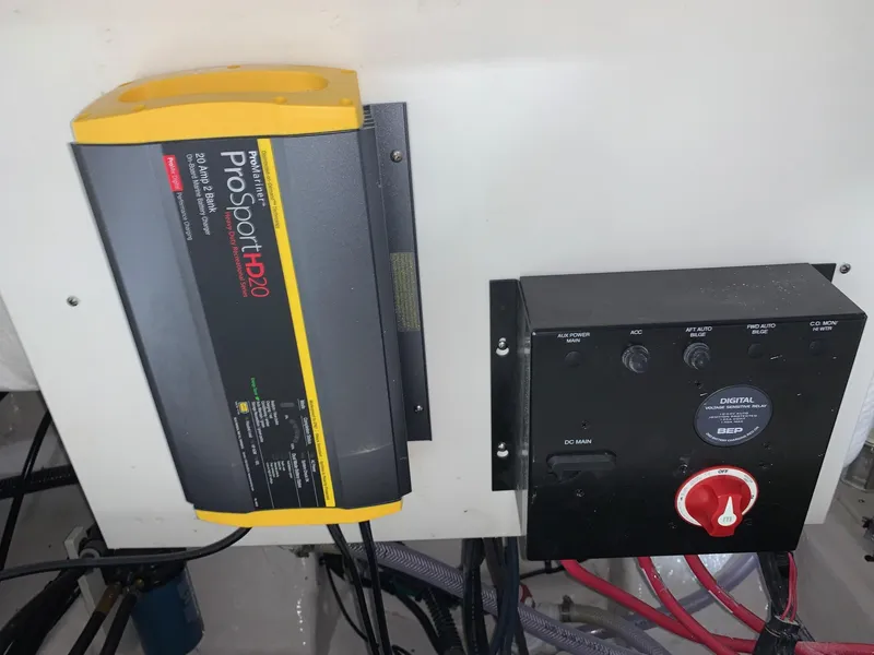 Slide: The Image of Battery charger and control panel in 2026 Robalo R222 Center Console boat. - 25