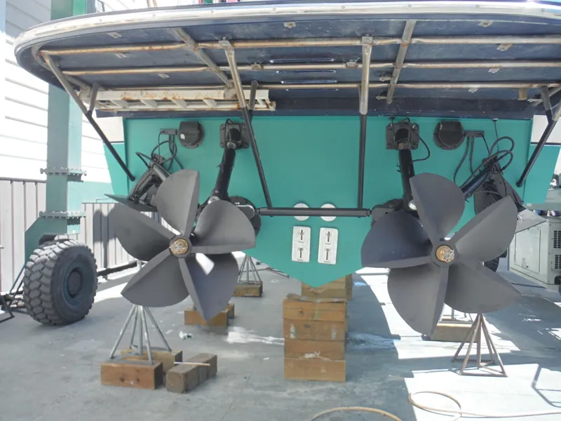 Slide: The Image of 1997 Baia Cantieri boat propellers on dry dock for maintenance. - 19