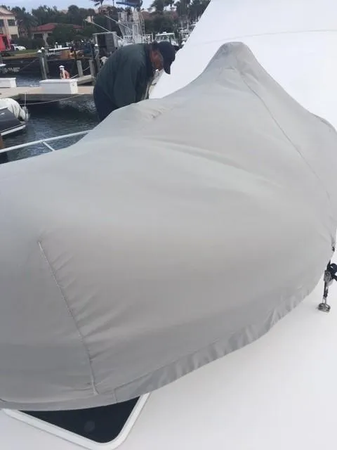 Slide: The Image of 2001 Ocean Yachts 56 Super Sport with covered equipment on deck. - 46