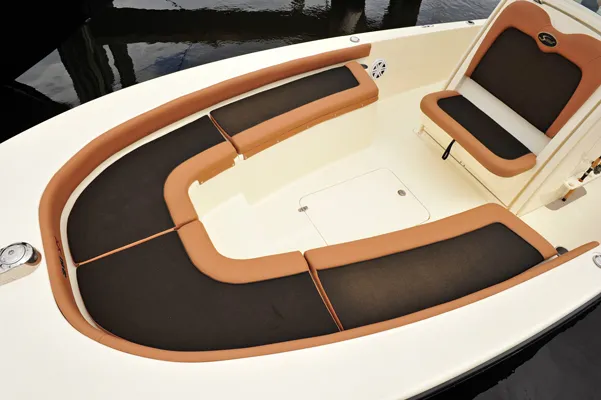 Slide: The Image of Scout 251XSS 2025 boat with luxurious seating and cushions. - 5