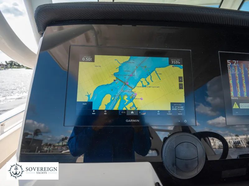 Slide: The Image of Garmin navigation display on 2024 Sailfish 360 CC boat by Sovereign Yachts. - 43