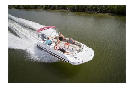 Slide: The Image of 2017 Hurricane SS 201 boat cruising on a river with passengers enjoying the ride. - 10