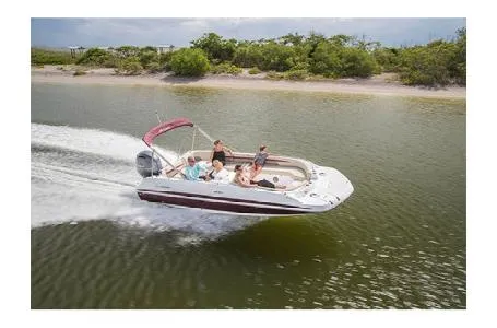 Slide: The Image of 2017 Hurricane SS 201 boat cruising on a calm river with passengers onboard. - 11