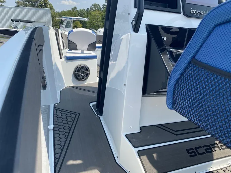 Slide: The Image of 2021 Scarab 255 Open ID boat interior, featuring modern seating and sleek design. - 10