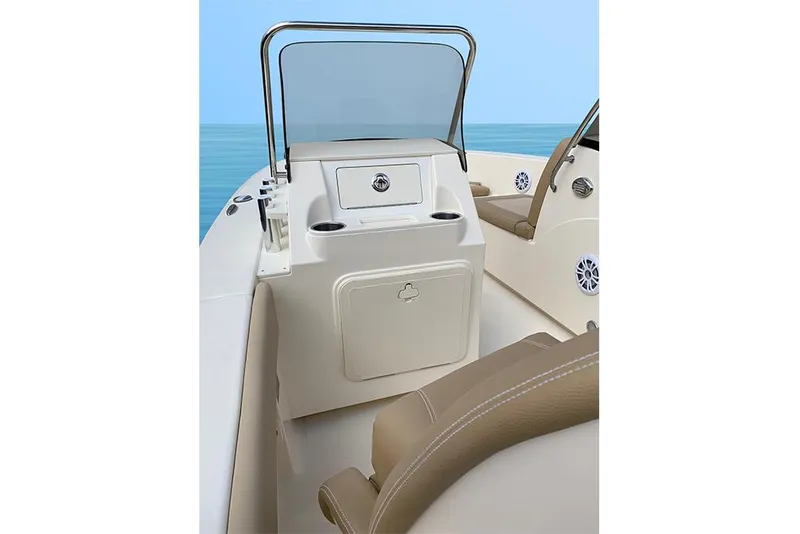Slide: The Image of 2023 Scout 195 Sport Dorado boat interior with seating and console. - 5