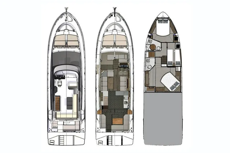 Slide: The Image of Floor plan of a 2018 Sea Ray Fly 520 yacht, showcasing interior layout. - 10