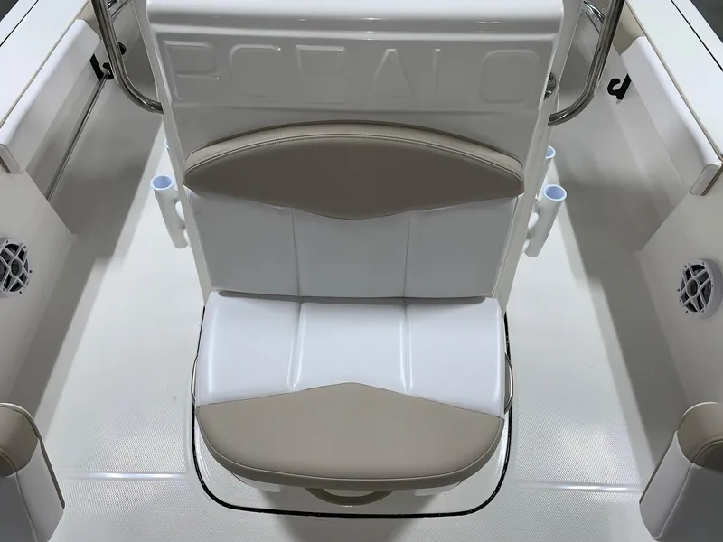 Slide: The Image of 2026 Robalo 226 Cayman boat seat with beige and white upholstery. - 21