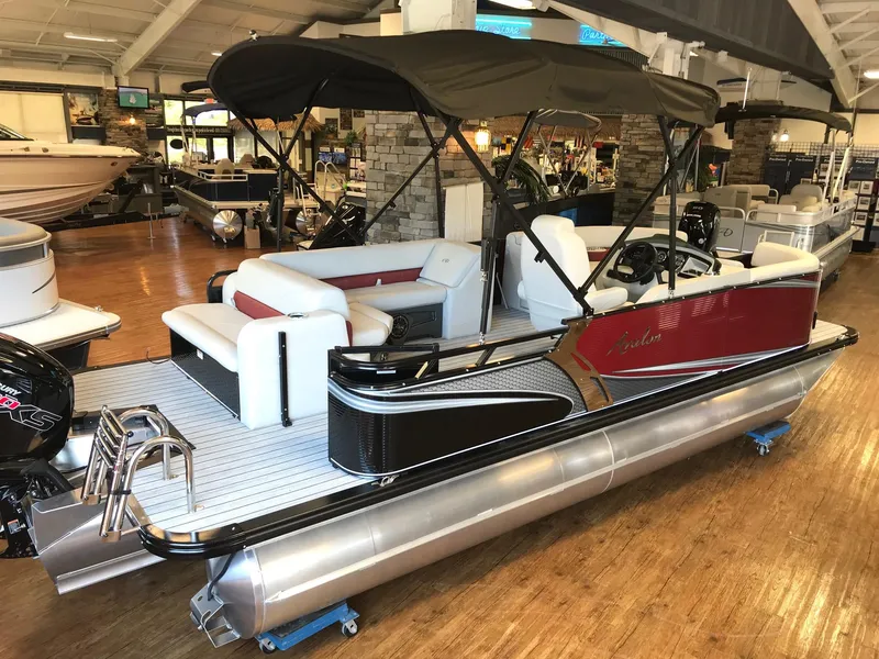 Slide: The Image of 2021 Avalon 2285 LSZ Cruise pontoon boat in showroom. - 3