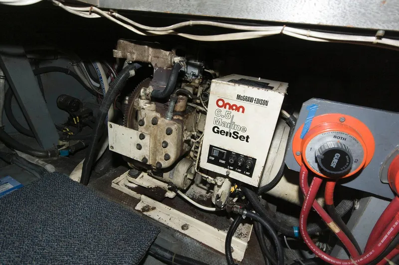 Slide: The Image of Engine room of 1984 Chris-Craft 350 Catalina with Onan 6.5 Marine GenSet. - 16