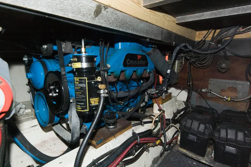 Slide: The Image of Engine compartment of 1984 Chris-Craft 350 Catalina with Crusader engine. - 18