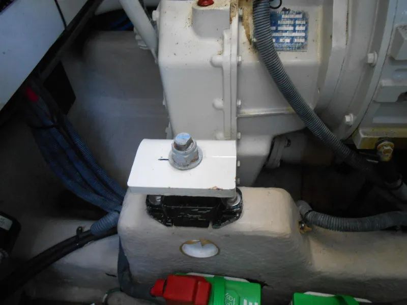 Slide: The Image of Engine compartment of 2005 Sea Ray 420 Sundancer with visible components and wiring. - 40