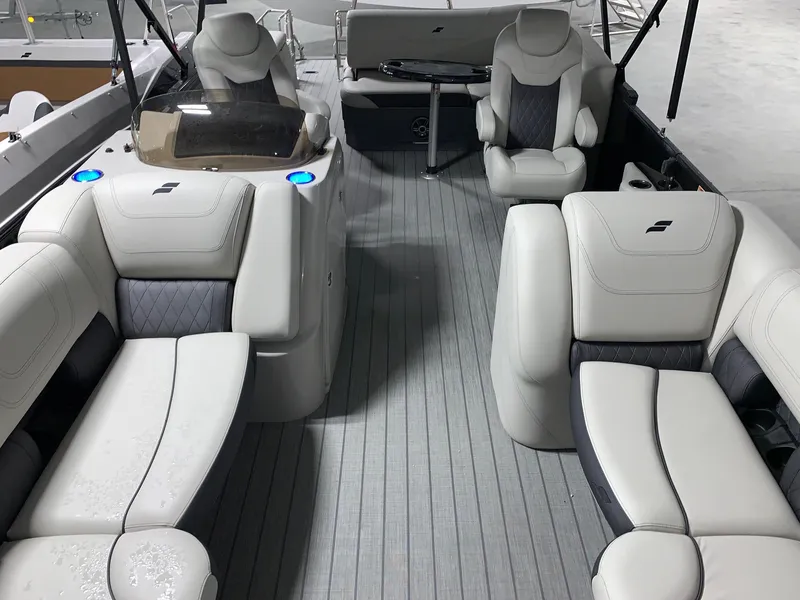 Slide: The Image of 2024 Starcraft SLS 3 Q DH boat interior with luxurious seating and modern design. - 12