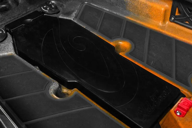 Slide: The Image of Close-up of 2023 Old Town 106 Sportsman Minn Kota Power kayak interior. - 13