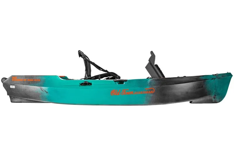 Slide: The Image of 2023 Old Town 106 Sportsman Minn Kota Power kayak, teal and black design. - 5