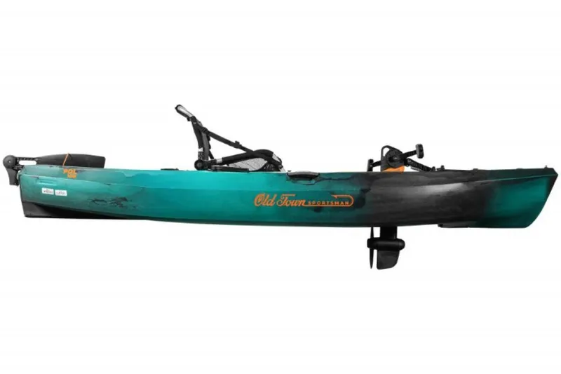 Slide: The Image of 2023 Old Town Sportsman PDL 106 kayak, teal and black, side view. - 7