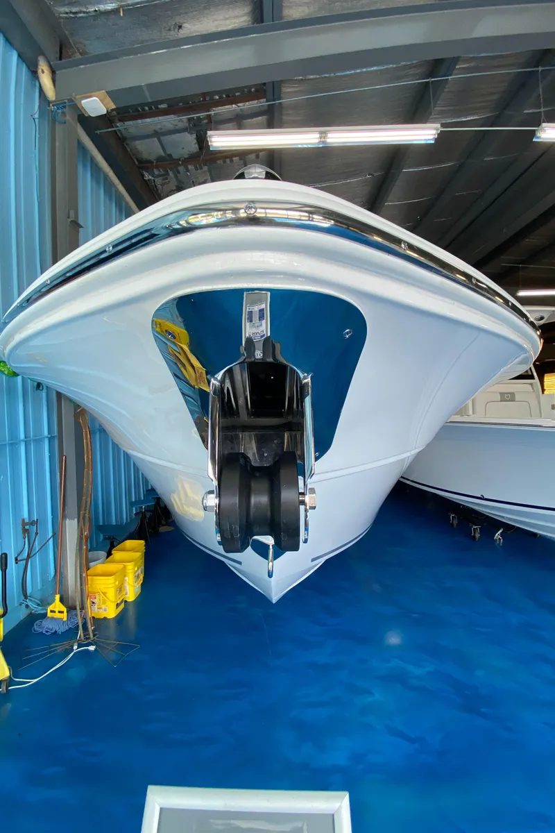 Slide: The Image of 2025 Sea Fox 268 Commander boat in indoor storage facility. - 31