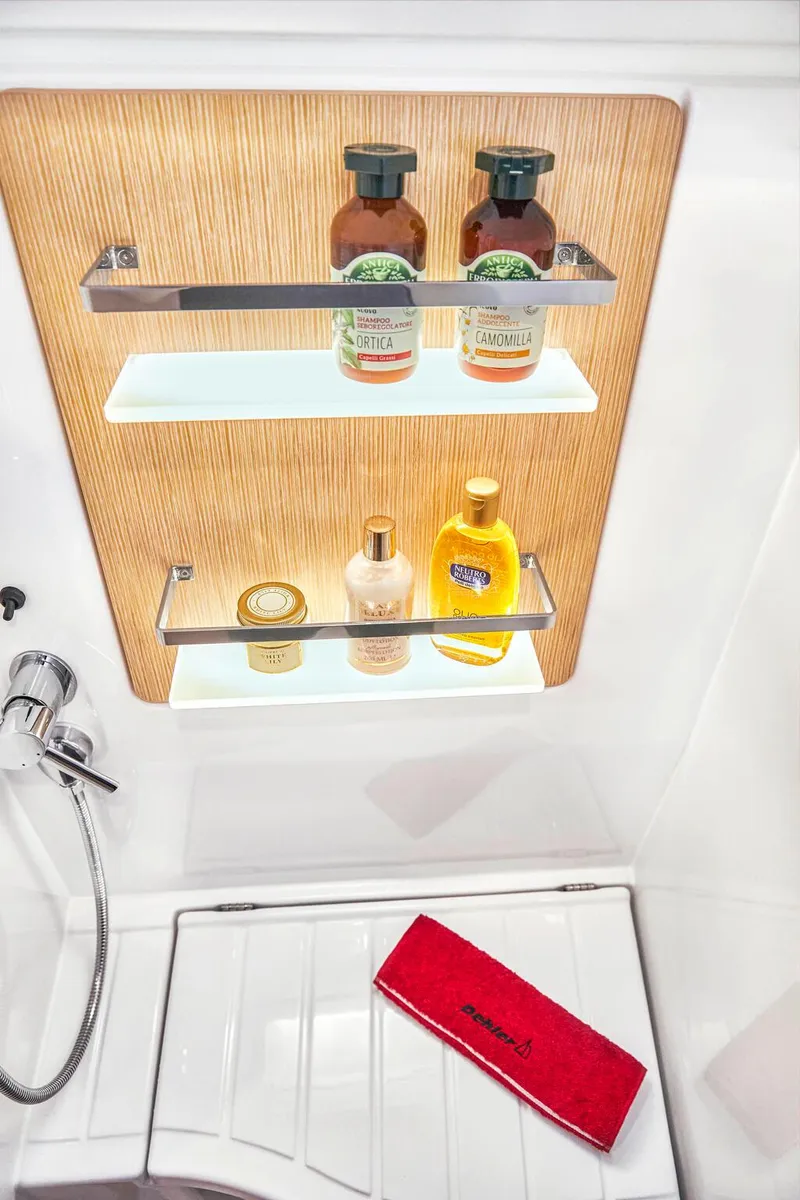 Slide: The Image of Modern bathroom interior of 2025 Dehler 38 SQ yacht with wooden accents and sleek design. - 27