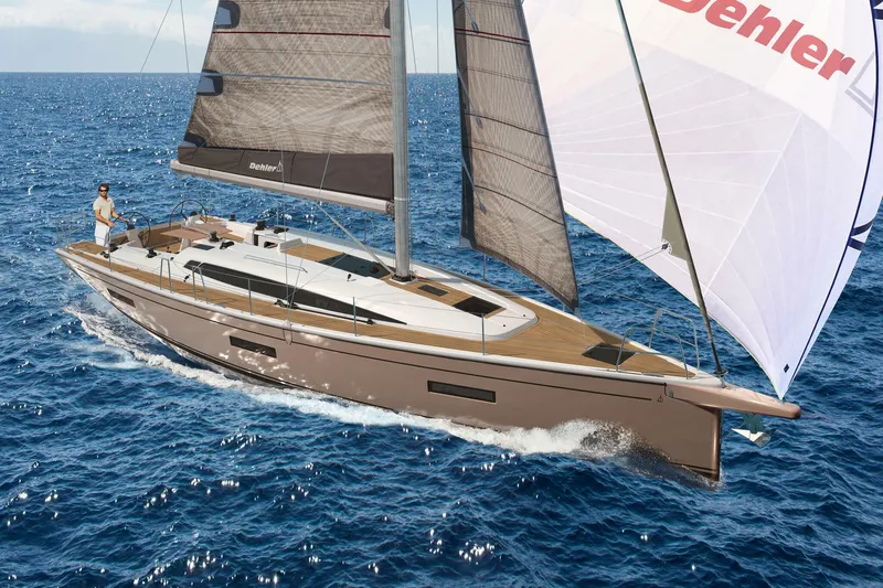 Slide: The Image of Luxurious cabin interior of 2026 Dehler 46SQ yacht with cozy bedding and modern design. - 32