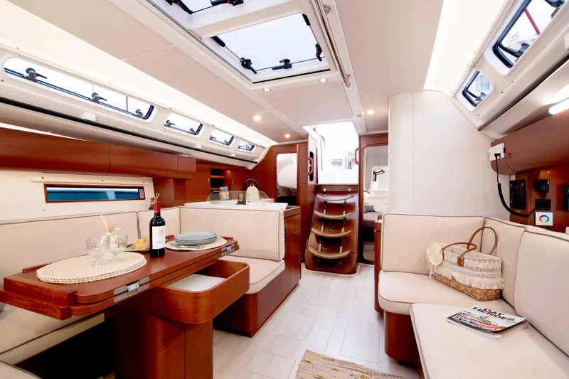 Slide: The Image of Luxurious interior of 2026 Dehler 46SQ yacht with cozy bed and elegant design. - 35