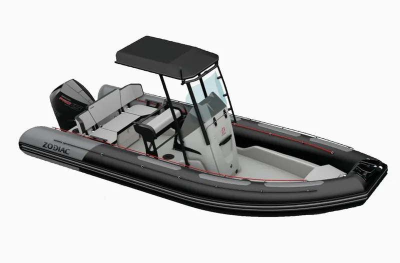 The Image of 2023 Zodiac Open 6.5 boat with black and gray design. - 0