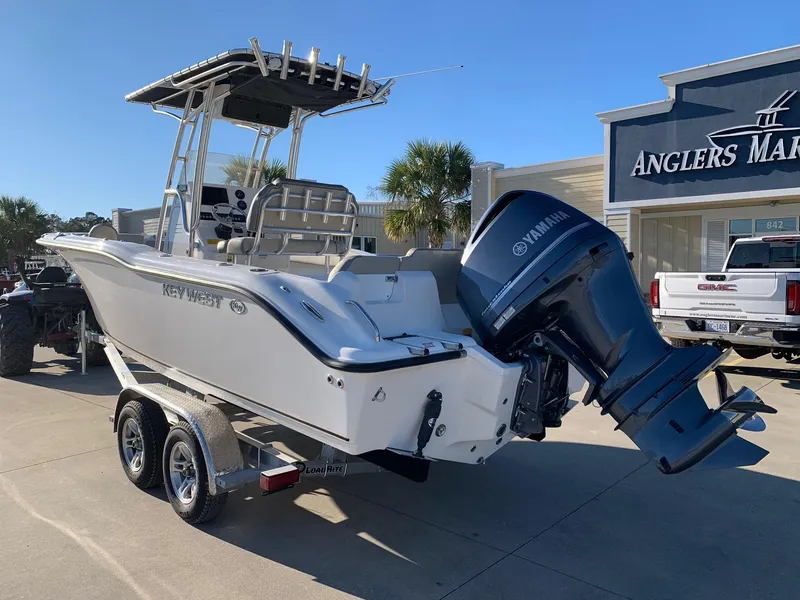 Slide: The Image of 2024 Key West 239 FS boat with Yamaha engine at Anglers Marine dealership. - 1