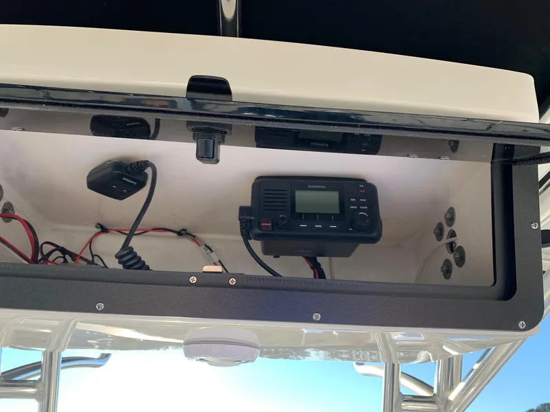 Slide: The Image of 2024 Key West 239 FS boat console with electronic equipment. - 8
