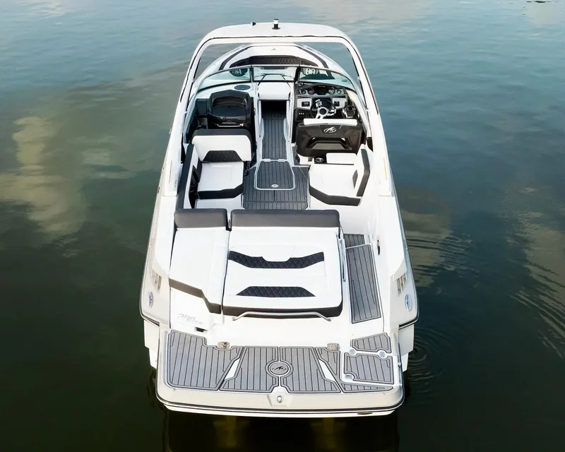 Slide: The Image of 2021 Monterey 298SS Super Sport boat interior with sleek seating and modern design. - 5