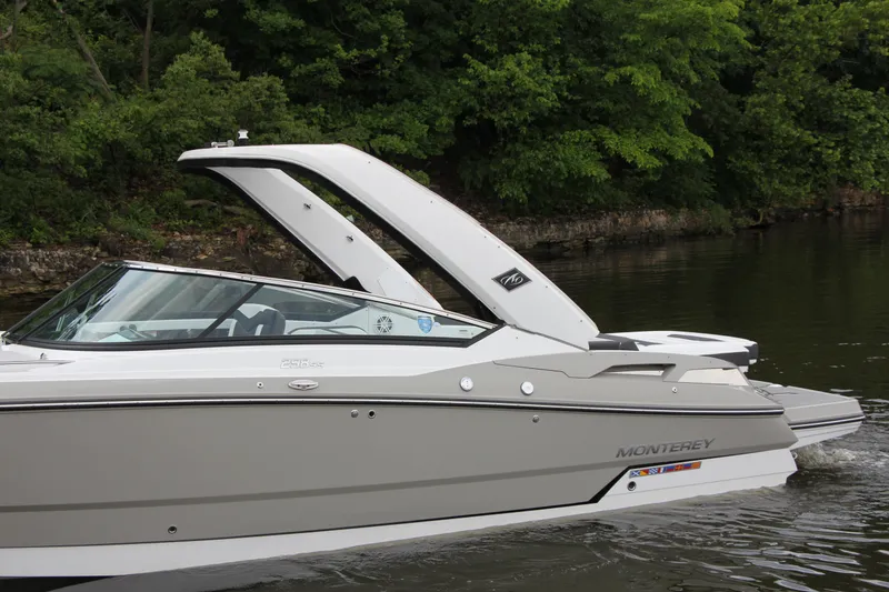 Slide: The Image of Close-up of 2021 Monterey 298SS Super Sport tachometer displaying 73.8 engine hours. - 7