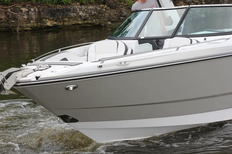 Slide: The Image of 2021 Monterey 298SS Super Sport boat interior with luxurious seating and modern design. - 9