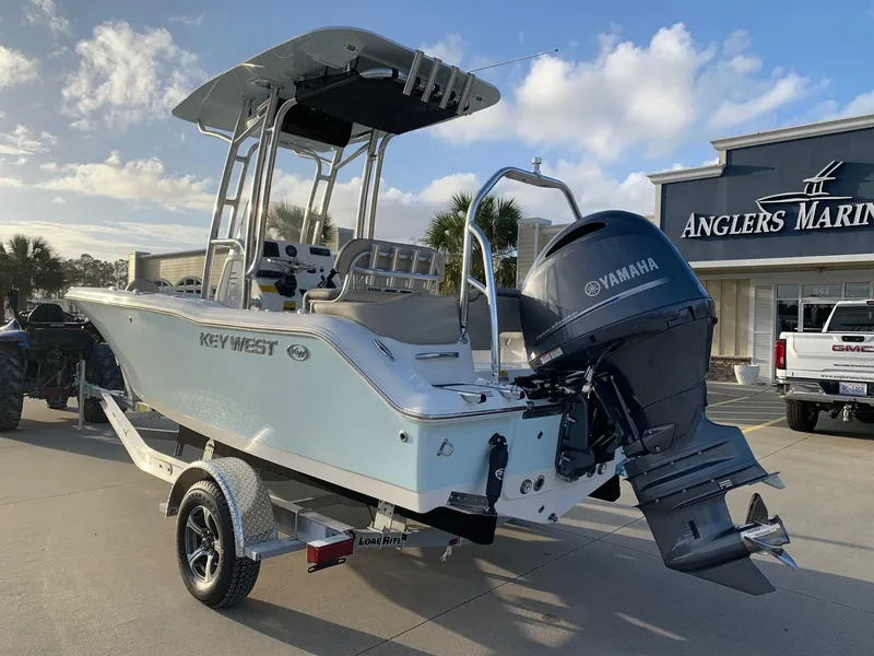 Slide: The Image of 2024 Key West 203 FS boat with Yamaha engine at Anglers Marine dealership. - 1