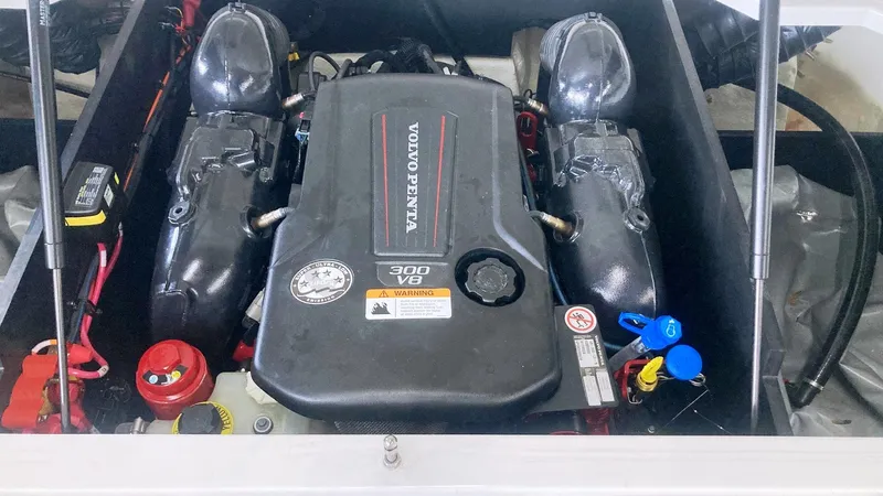 Slide: The Image of 2021 Regal LS2 Surf boat engine, featuring a Volvo Penta 300 V8. - 9