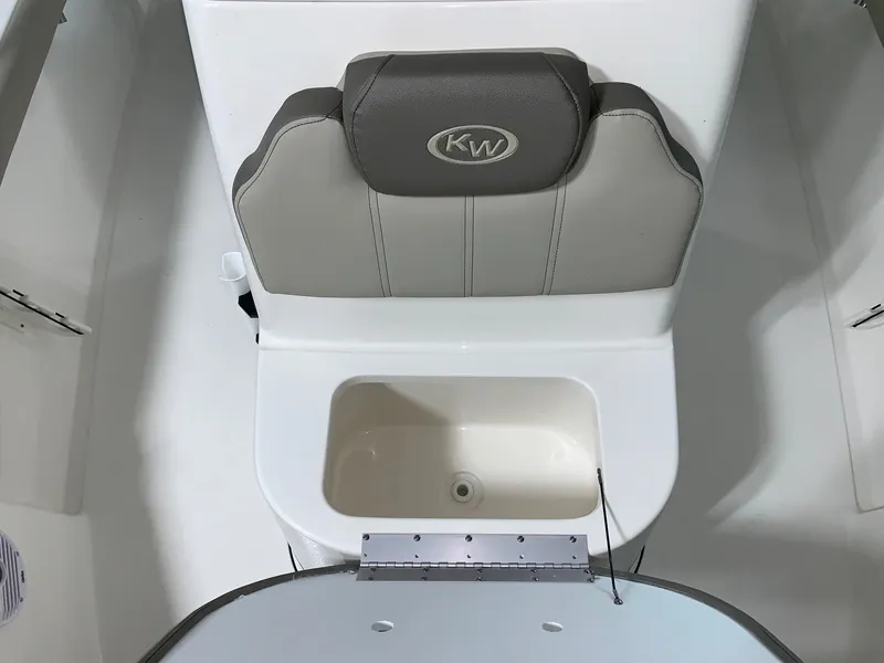 Slide: The Image of 2024 Key West 188 Bay Reef boat seat and storage compartment. - 10