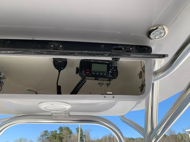 Slide: The Image of VHF radio installed on a 2024 Key West 219 FS boat. - 6