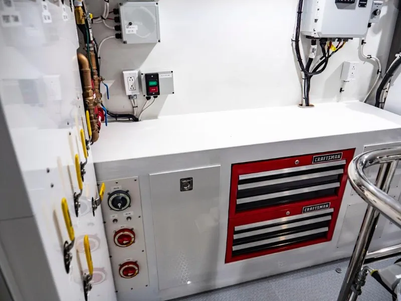 Slide: The Image of Engine room of 2025 Northern Marine 57 Expedition yacht with Craftsman tool chest. - 22