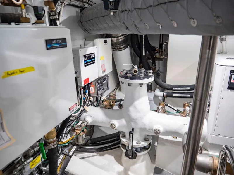 Slide: The Image of Engine room of 2025 Northern Marine 57 Expedition yacht with advanced machinery and piping. - 26
