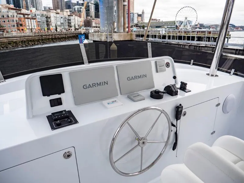 Slide: The Image of Northern Marine 57 Expedition 2025 yacht helm with Garmin navigation system. - 44