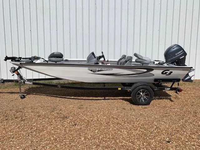 The Image of 2021 G3 Sportsman 1710 PFX fishing boat on trailer, side view. - 0