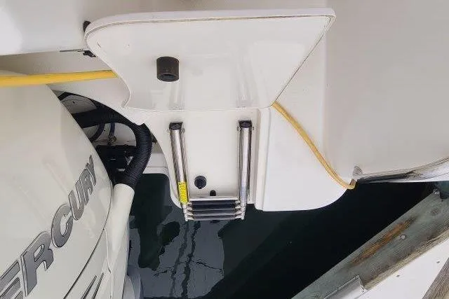 Slide: The Image of 2019 Boston Whaler 315 Conquest boat with Mercury engine and swim ladder. - 43