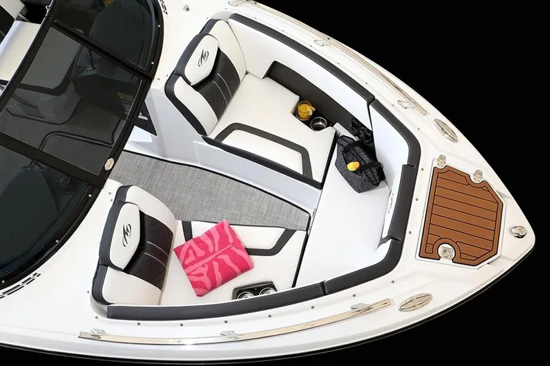 Slide: The Image of 2022 Monterey 238SS Super Sport boat interior with sleek seating and modern design. - 3