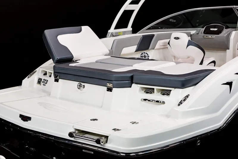 Slide: The Image of 2025 Chaparral 23 SSi boat interior with luxurious seating and modern design. - 28