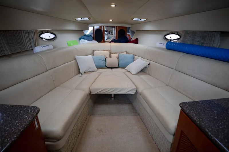 Slide: The Image of Luxurious interior of 2007 Formula 370 Super Sport yacht with plush seating and cushions. - 46