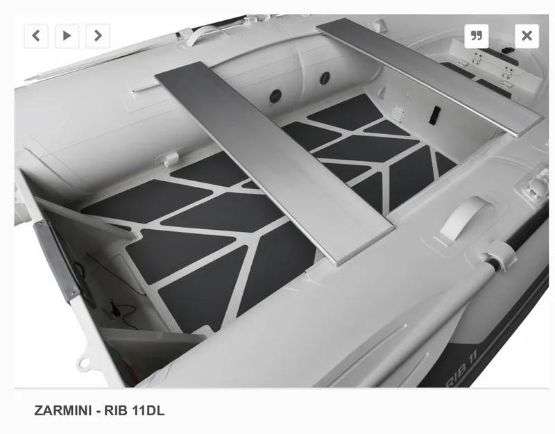 Slide: The Image of 2022 ZAR Mini 11 HDL inflatable boat interior with aluminum seats and non-slip flooring. - 5