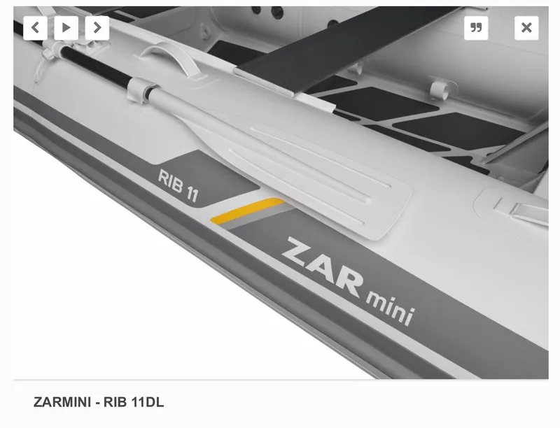 Slide: The Image of 2022 ZAR Mini 11 HDL inflatable boat with oar and sleek design. - 7