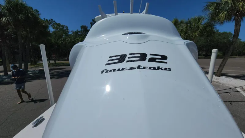 Slide: The Image of Close-up of 2006 Everglades 243 CC boat with 332 four-stroke engine. - 10