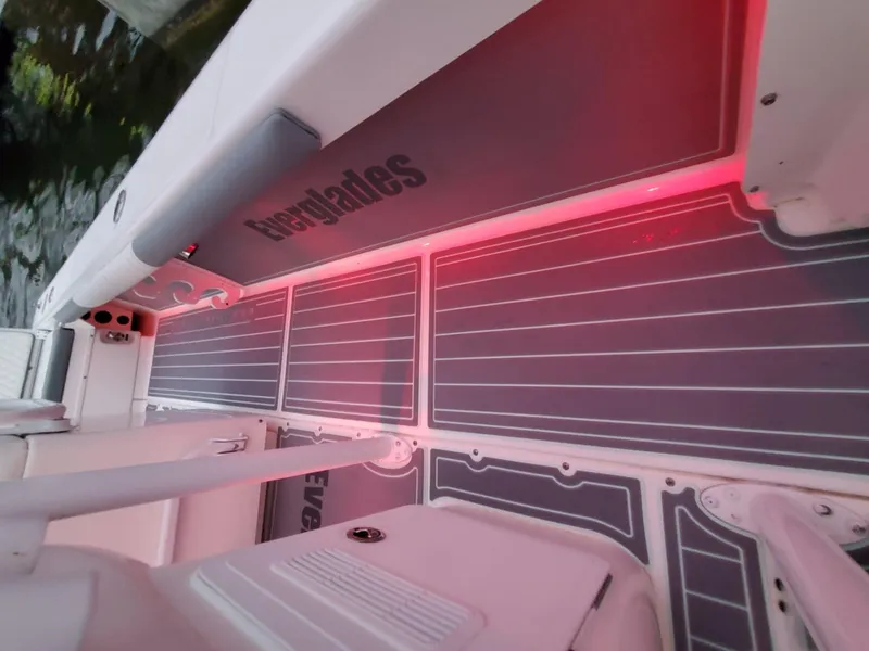 Slide: The Image of 2006 Everglades 243 CC boat deck with red LED lighting. - 31