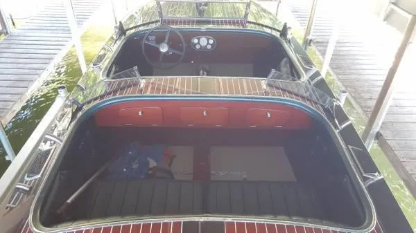 Slide: The Image of 1989 Hacker-Craft Triple Cockpit boat with wooden interior and classic design. - 31