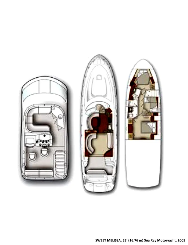 Slide: The Image of 2005 Sea Ray 550 Sedan Bridge yacht floor plan layout. - 22