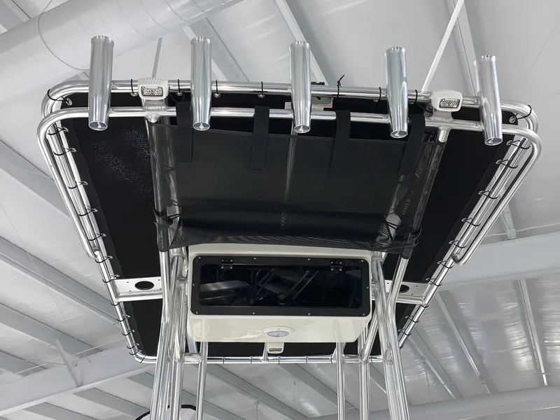 Slide: The Image of 2024 Key West 203 FS boat T-top with rod holders. - 16